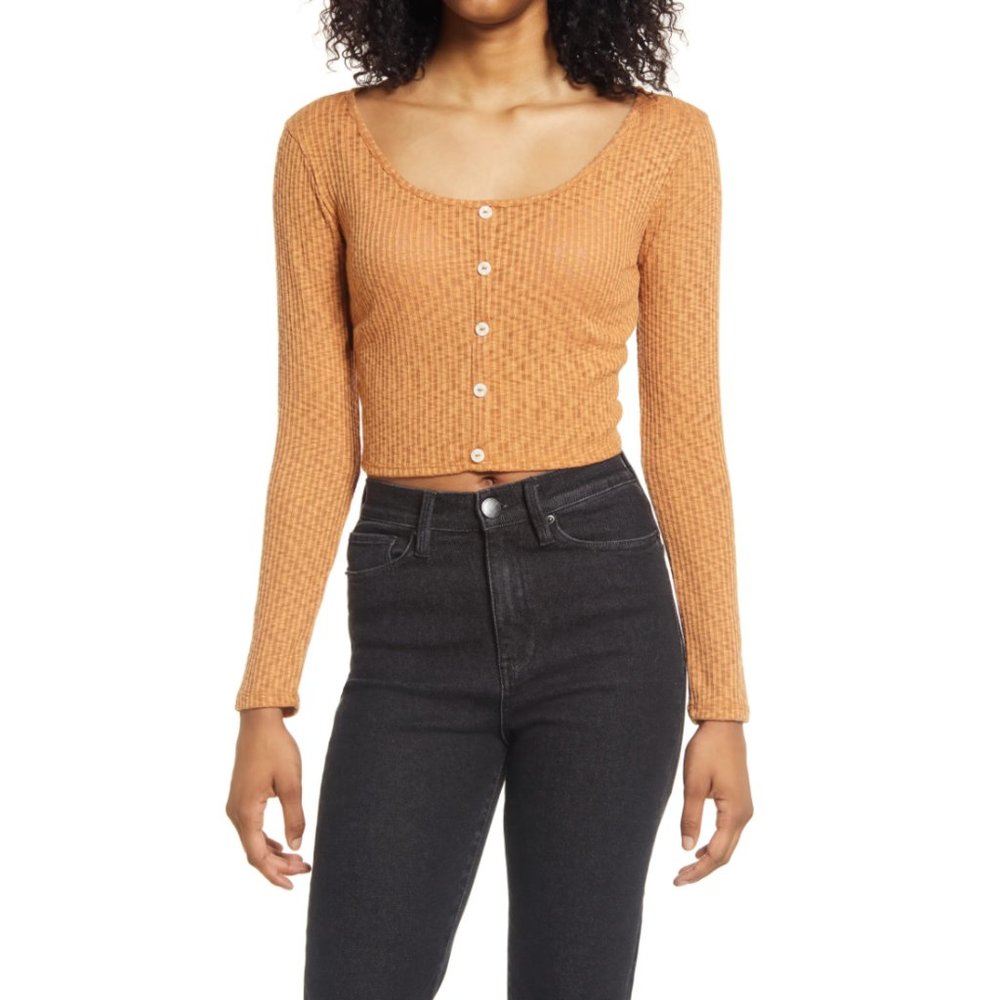 NEW Ten Sixty Sherman Rib Crop Pullover Cardigan L